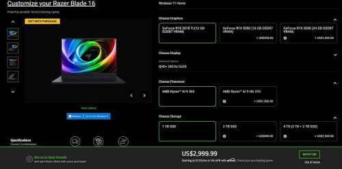 Razer оценила самую доступную конфигурацию ноутбука Blade 16 с RTX 5070 Ti в $3000 Razer оценила самую доступную конфигурацию ноутбука Blade 16 с RTX 5070 Ti в $3000