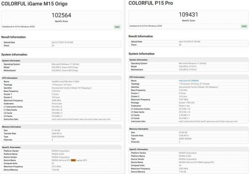 Мобильная GeForce RTX 5060M протестирована в составе ноутбуков от Colorful