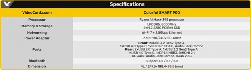 Colorful полноценно представила мини-ПК Smart 900 на базе AMD Ryzen AI MAX+ 395