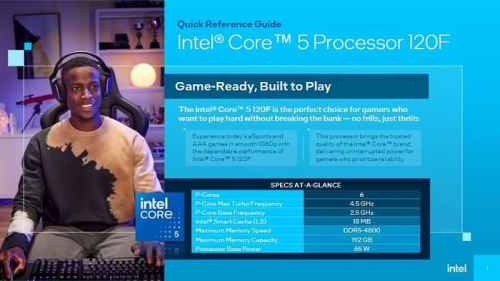 Intel Core 5 120F станет одним из первых представителей клиентской серии Bartlett Lake Intel Core 5 120F станет одним из первых представителей клиентской серии Bartlett Lake