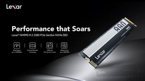Накопитель Lexar NM990 способен достигать скорости передачи данных 14 Гбайт/с Накопитель Lexar NM990 способен достигать скорости передачи данных 14 Гбайт/с