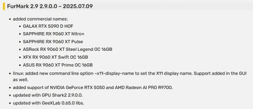 Утилита FurMark 2.9 обзавелась поддержкой видеокарт Radeon AI PRO R9700 и GeForce RTX 5050 Утилита FurMark 2.9 обзавелась поддержкой видеокарт Radeon AI PRO R9700 и GeForce RTX 5050