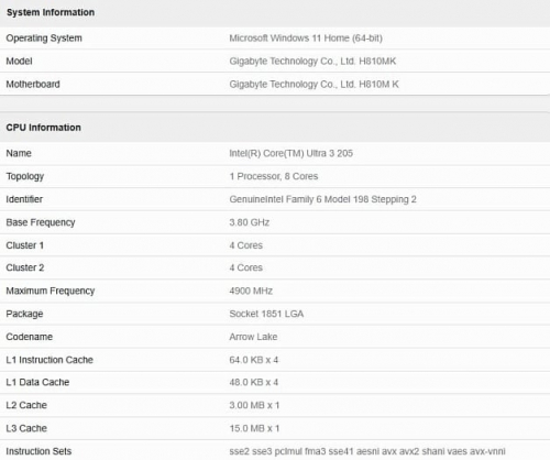 Core Ultra 3 205 заметно превосходит Core i3-14100 в первом бенчмарке