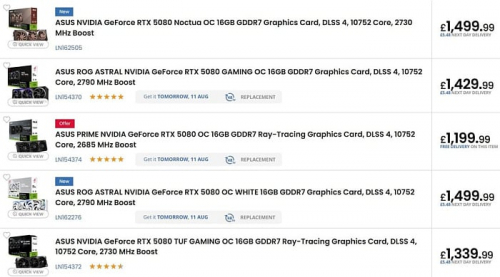 RTX 5080 Noctua OC Edition является самой дорогой версией RTX 5080 в ассортименте ASUS RTX 5080 Noctua OC Edition является самой дорогой версией RTX 5080 в ассортименте ASUS