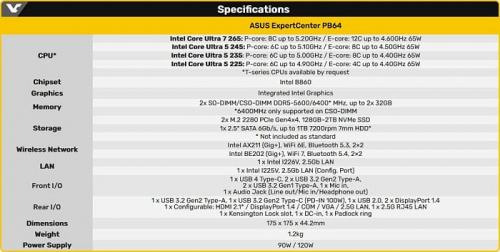 1.35-литровый мини-ПК ASUS ExpertCenter PB64 работает с настольными Intel Arrow Lake-S 1.35-литровый мини-ПК ASUS ExpertCenter PB64 работает с настольными Intel Arrow Lake-S