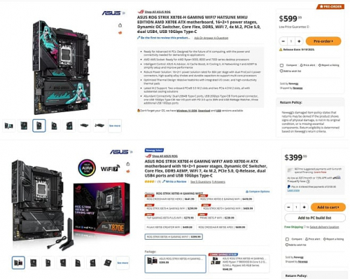 ASUS ROG Strix X870E-H Hatsune Miku Edition продаётся на 50% дороже оригинальной версии ASUS ROG Strix X870E-H Hatsune Miku Edition продаётся на 50% дороже оригинальной версии