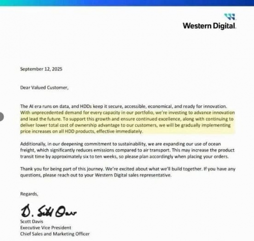 Western Digital объявила о немедленном повышении цен на свои жёсткие диски Western Digital объявила о немедленном повышении цен на свои жёсткие диски