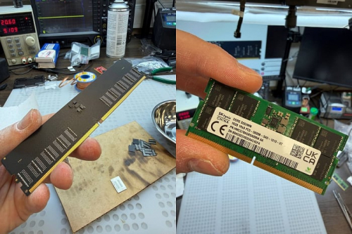 Энтузиаст собственноручно создал модуль памяти DDR5-6400 на 32 Гбайта Энтузиаст собственноручно создал модуль памяти DDR5-6400 на 32 Гбайта