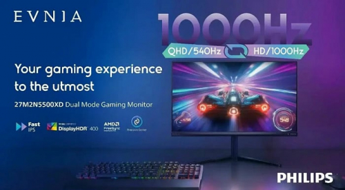 Двухрежимный монитор Philips EVNIA 27M2N5500XD способен достигать частоты 1000 Hz Двухрежимный монитор Philips EVNIA 27M2N5500XD способен достигать частоты 1000 Hz
