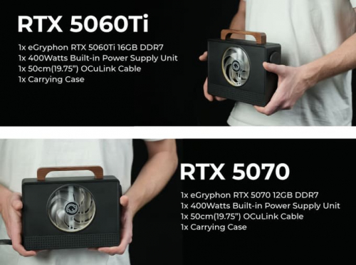 eGPU eGryphon включает в себя RTX 5060 Ti / RTX 5070, встроенный БП и OCuLink с Thunderbolt 5 eGPU eGryphon включает в себя RTX 5060 Ti / RTX 5070, встроенный БП и OCuLink с Thunderbolt 5
