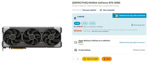 Французский магазин начал продавать повреждённые GeForce RTX 5090 за &euro;1500