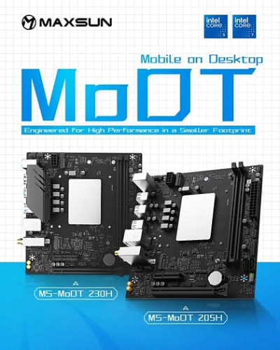 MAXSUN выпустила платы MS-MoDT 230H и MS-MoDT 205H с мобильными Intel Raptor Lake